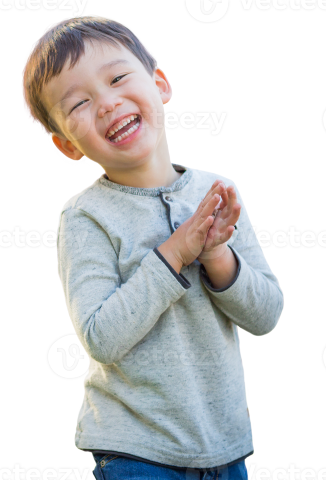 Happy Chinese Boy Isolated on a Transparent Background. png