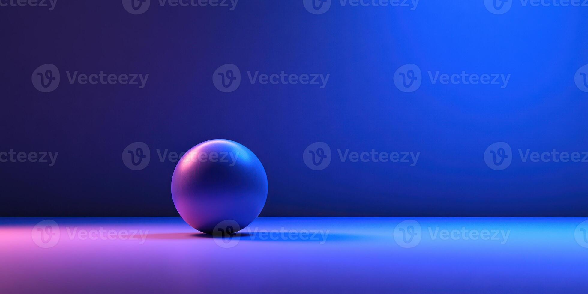 Colorful illuminated sphere on a smooth surface with contrasting light and shadows in an artistic setup photo