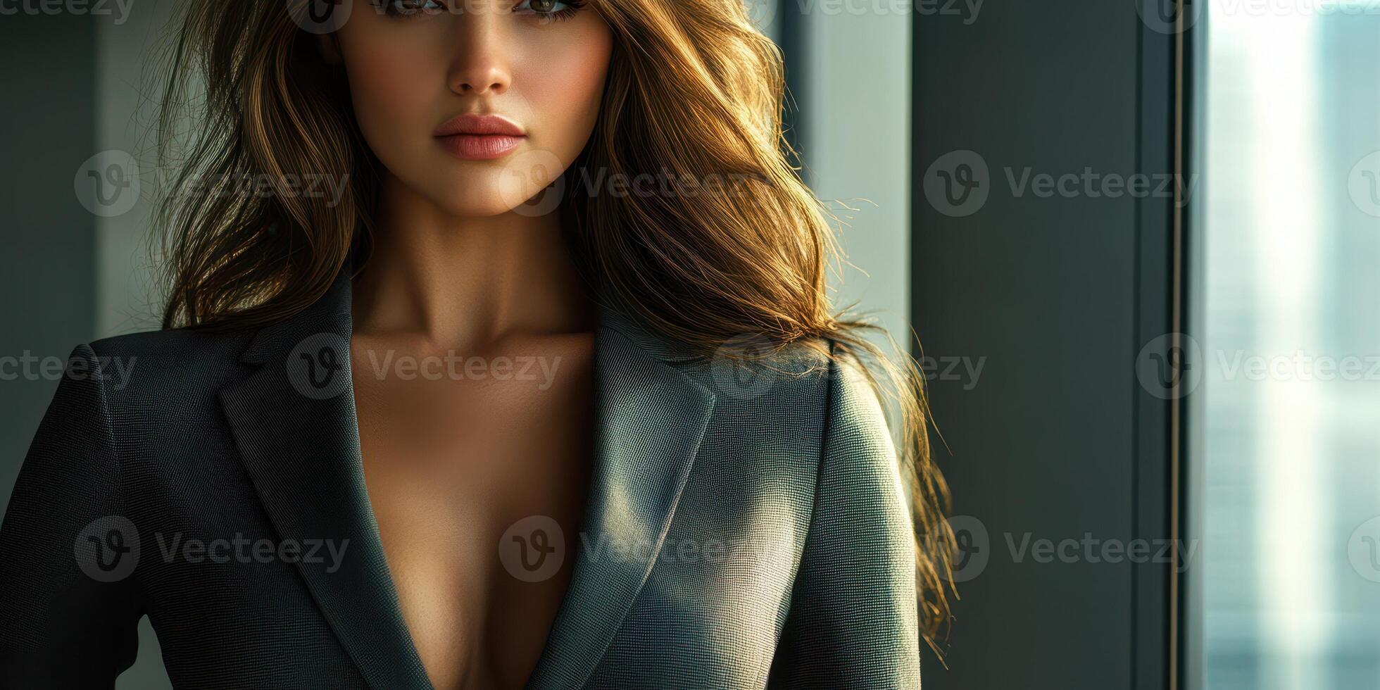 Confident individual in modern attire poses elegantly within a stylish interior during afternoon light hours photo