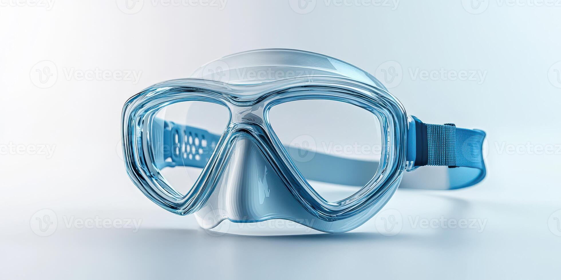Dive gear sits ready on a clean surface, showcasing the clarity and design of a snorkeling mask for underwater exploration photo