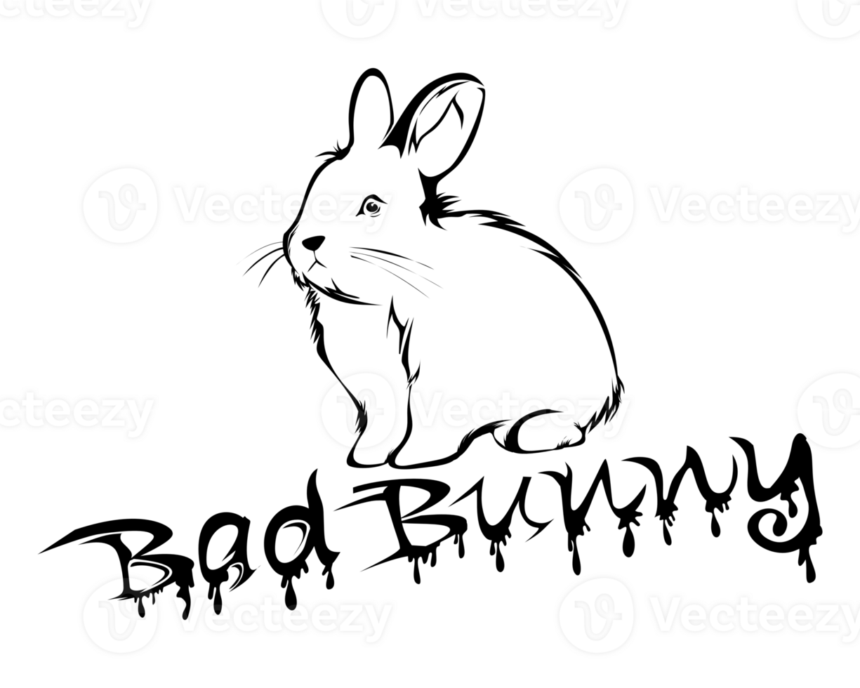 bad bunny logo with a black and white drawing of a rabbit png