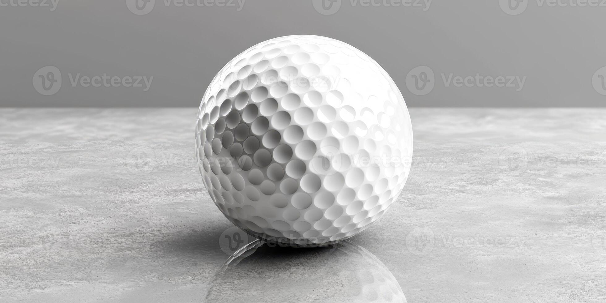 White golf ball rests on a smooth surface showcasing its textured dimples and round shape during a calm afternoon photo