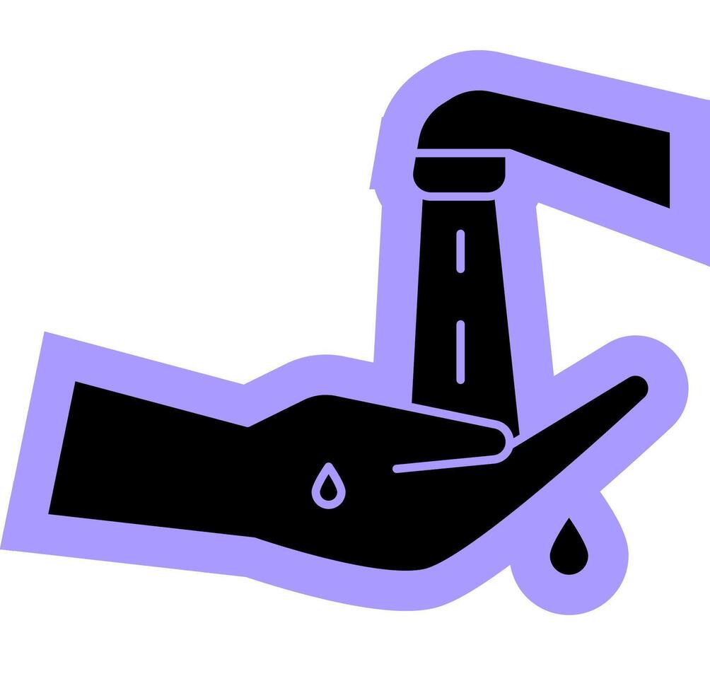 Hand wash with water drop solid colour icon vector
