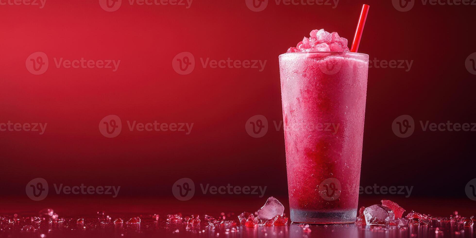Refreshing frozen drink with vibrant red colors on display in a modern setting photo