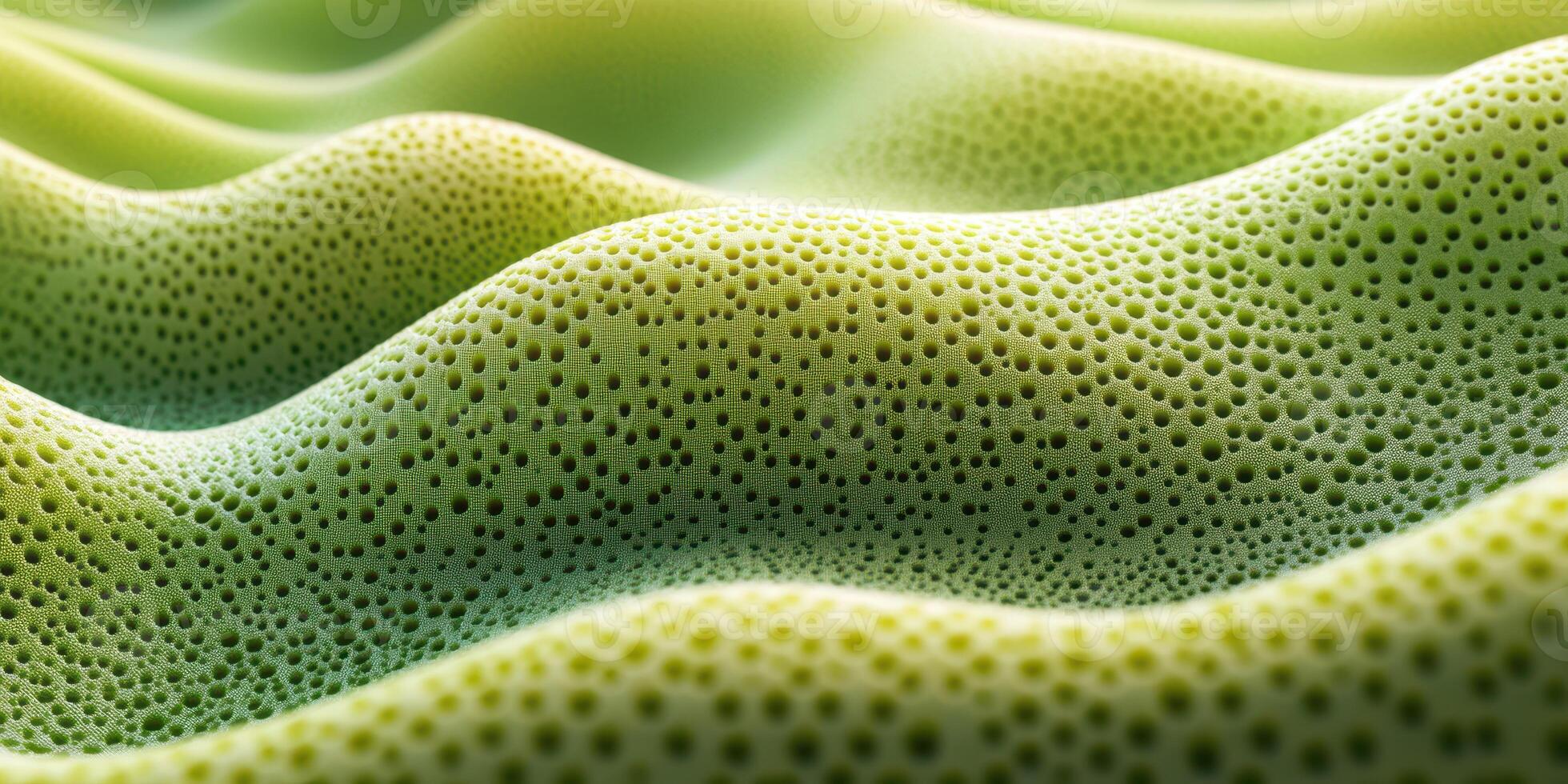 Close-up of textured green surface resembling natural landscape with subtle waves and tiny pores photo