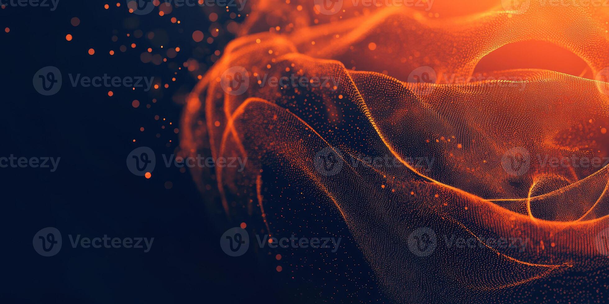 Flowing waves of orange light create a mesmerizing abstract design in a dark setting photo