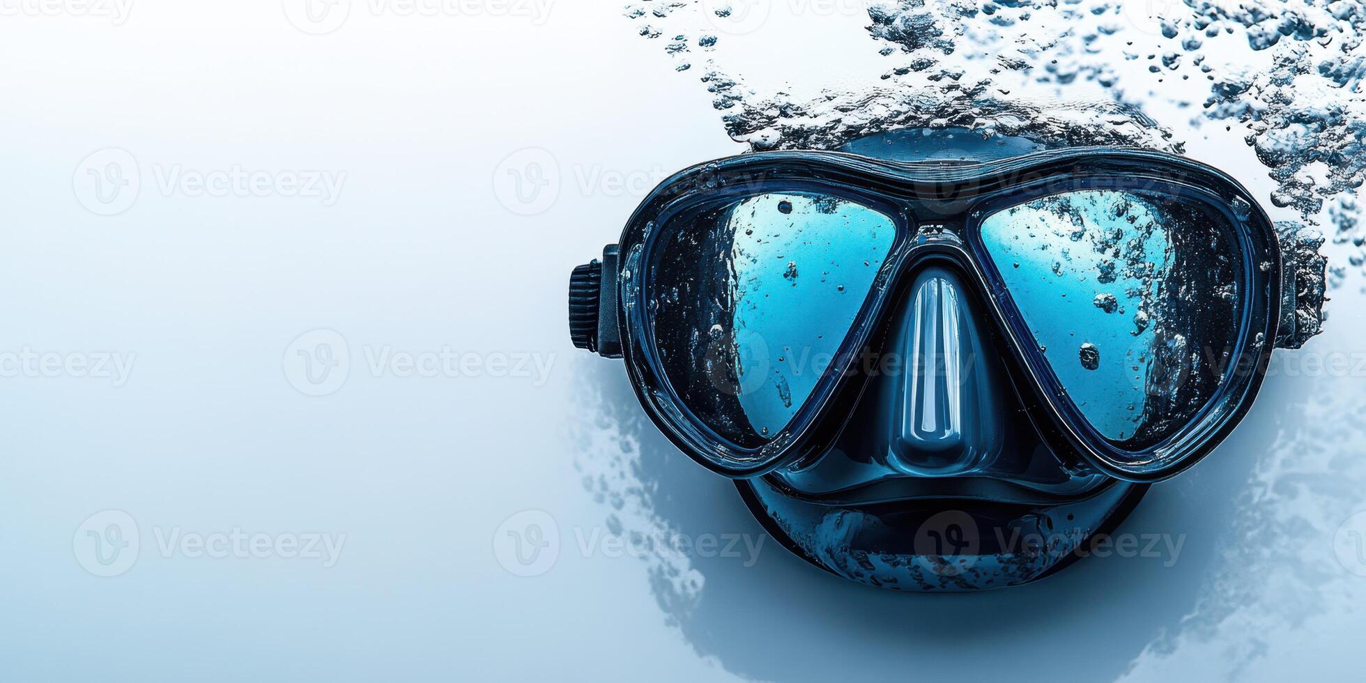 Dive equipment preparation on a calm surface before exploring underwater ecosystems at sunlight hours photo
