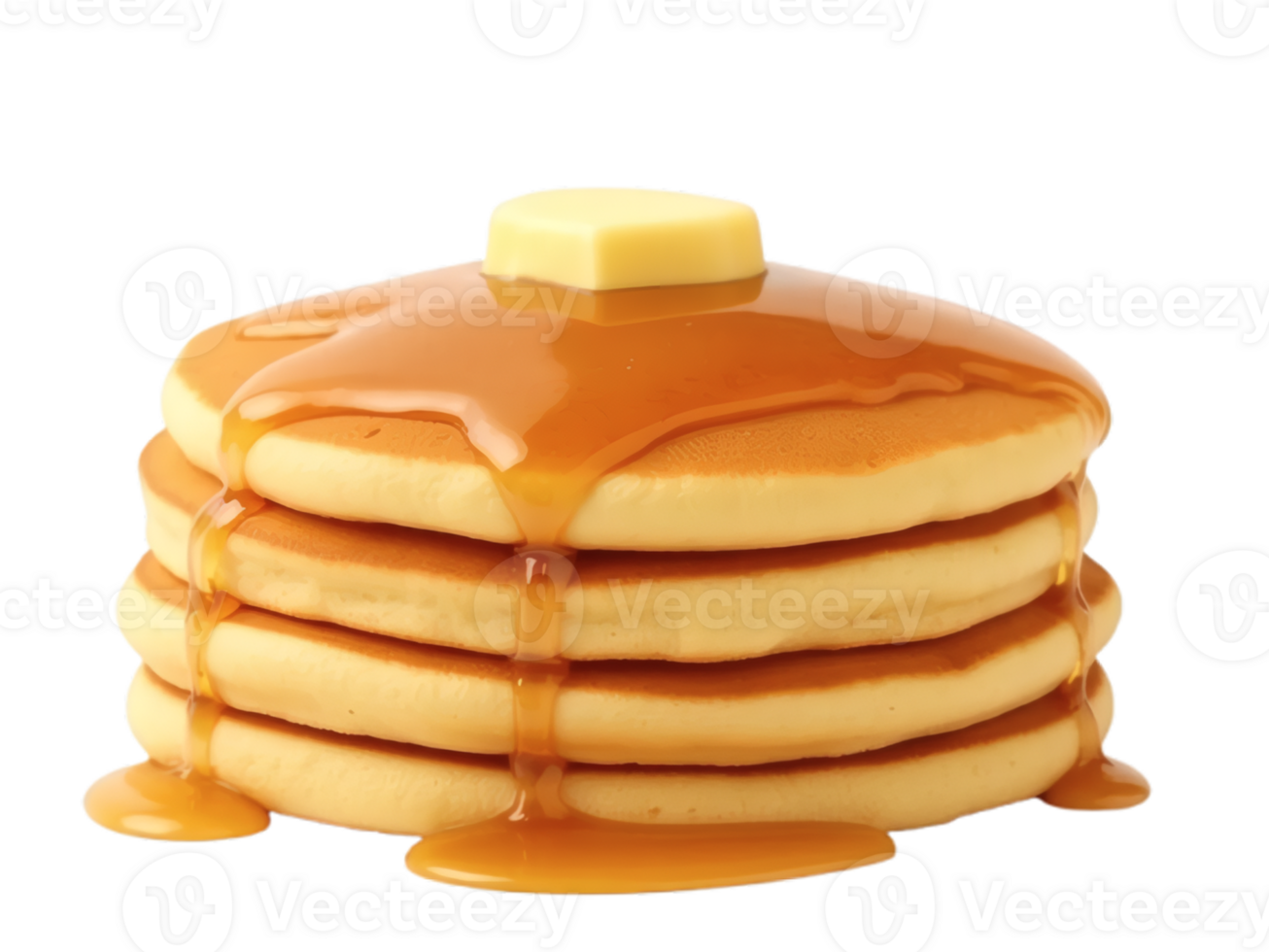 Delicious Stack of Pancakes with Butter and Maple Syrup png