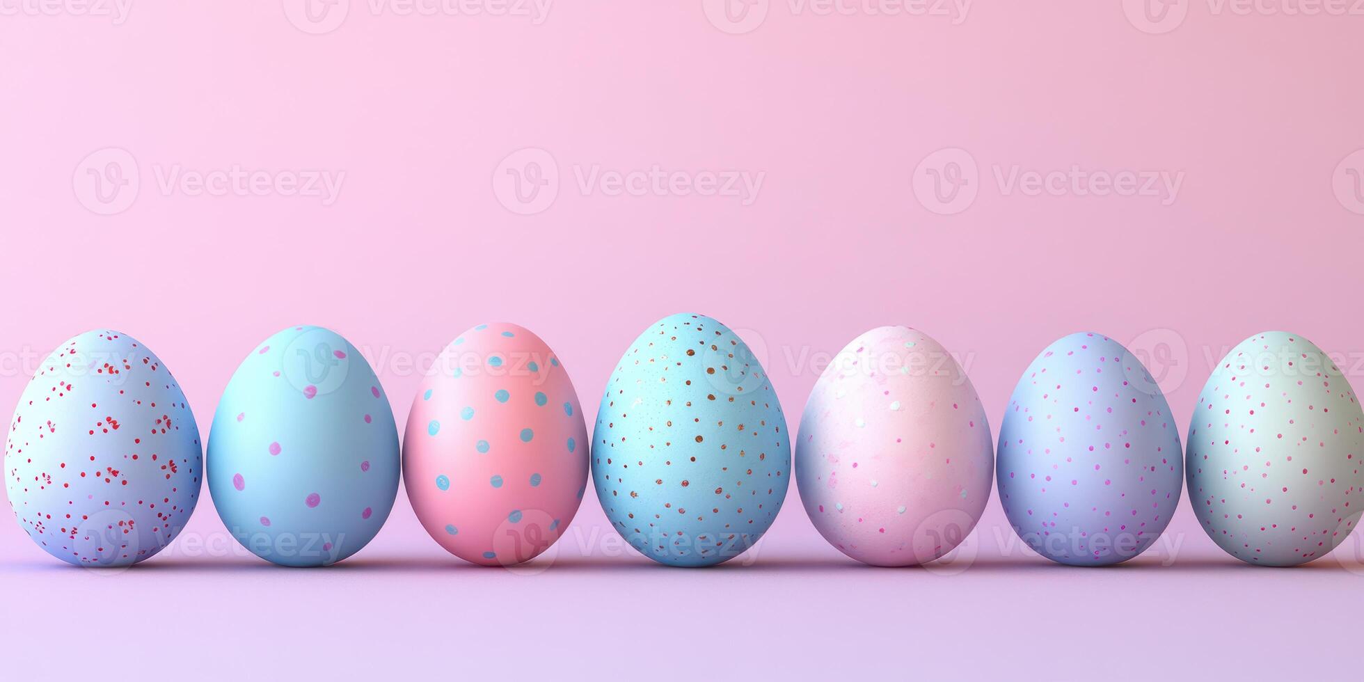 Colorful Easter eggs arranged on a pastel background for spring decoration and celebration photo