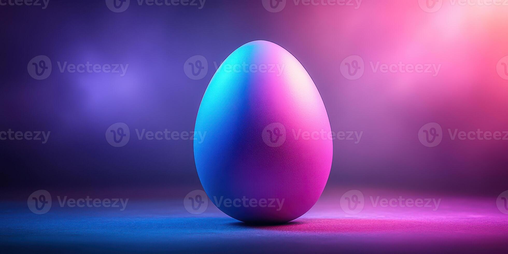 Colorful egg illuminated in soft pastel hues against a gradient background creating an ethereal atmosphere photo
