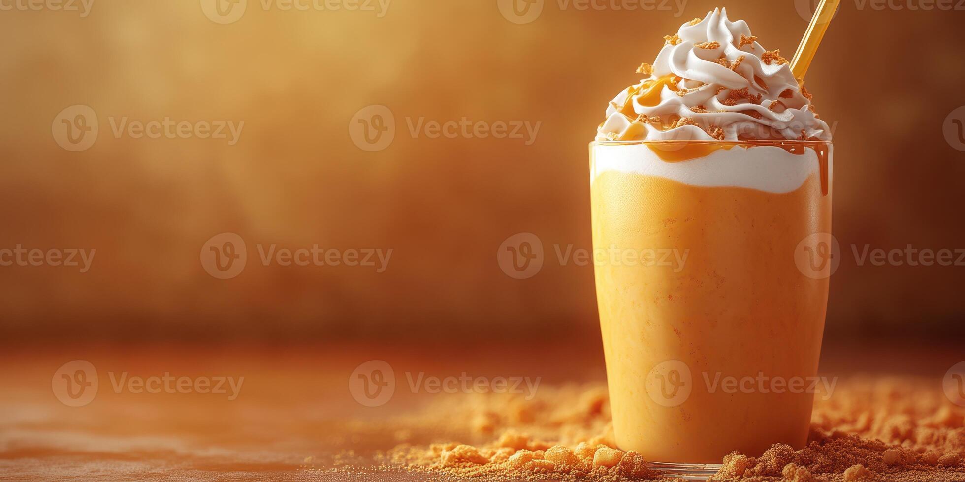 Refreshing dessert beverage topped with whipped cream and crushed cookies in a warm, cozy setting photo