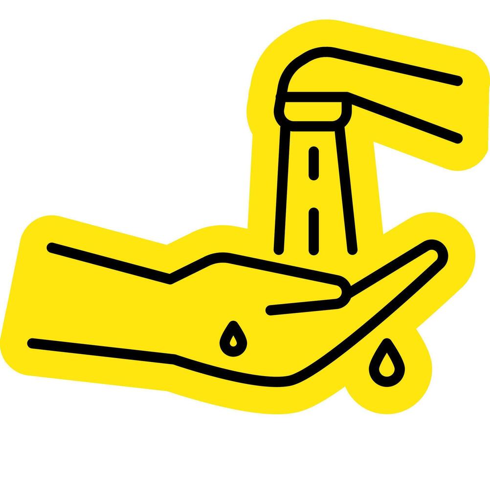 Hand wash with water drop outline colour icon vector