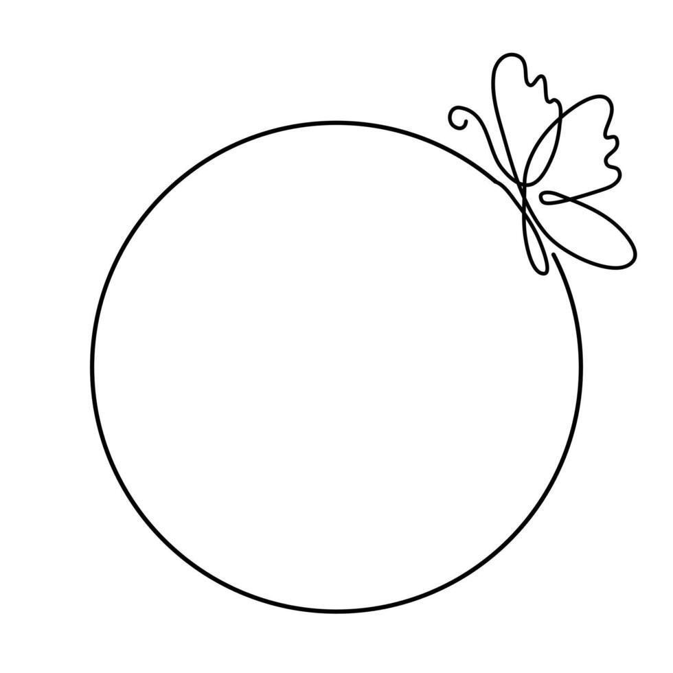 Butterfly Line Art Frame. Noir and blanc vector