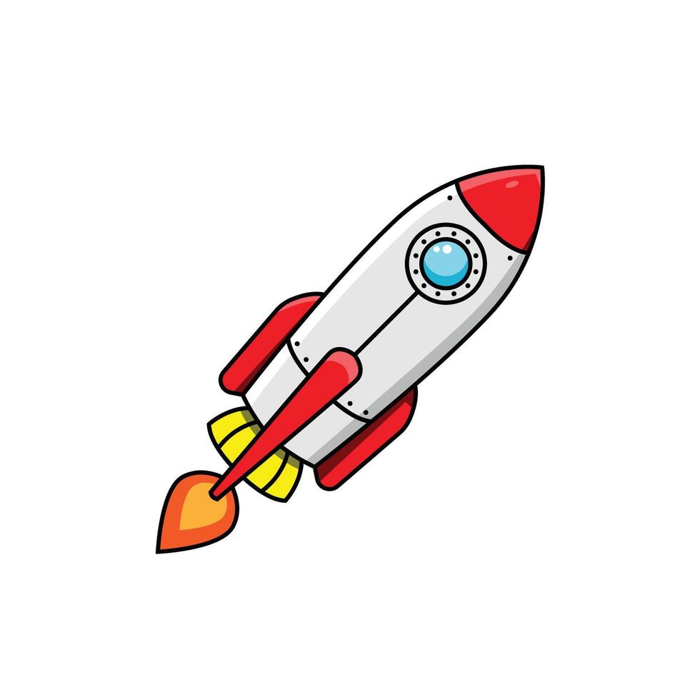The Illustration of Fly High Rocket to The Moon vector