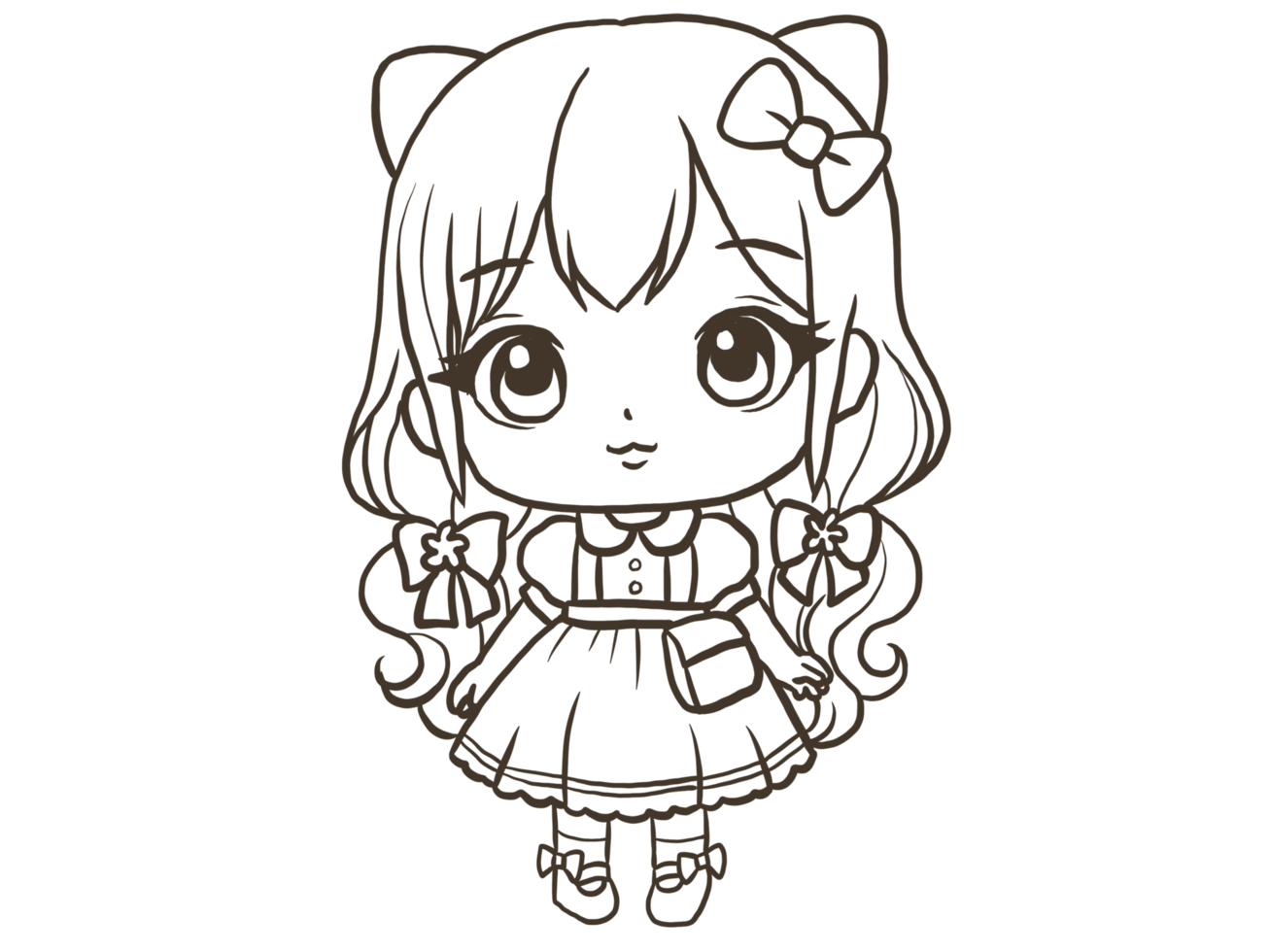A drawing of a girl in a dress png