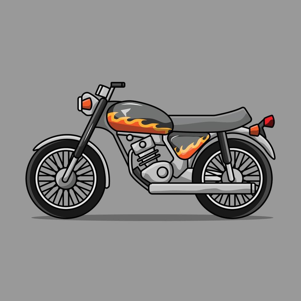 The Illustration of Classic Motocycle in Fire Livery vector