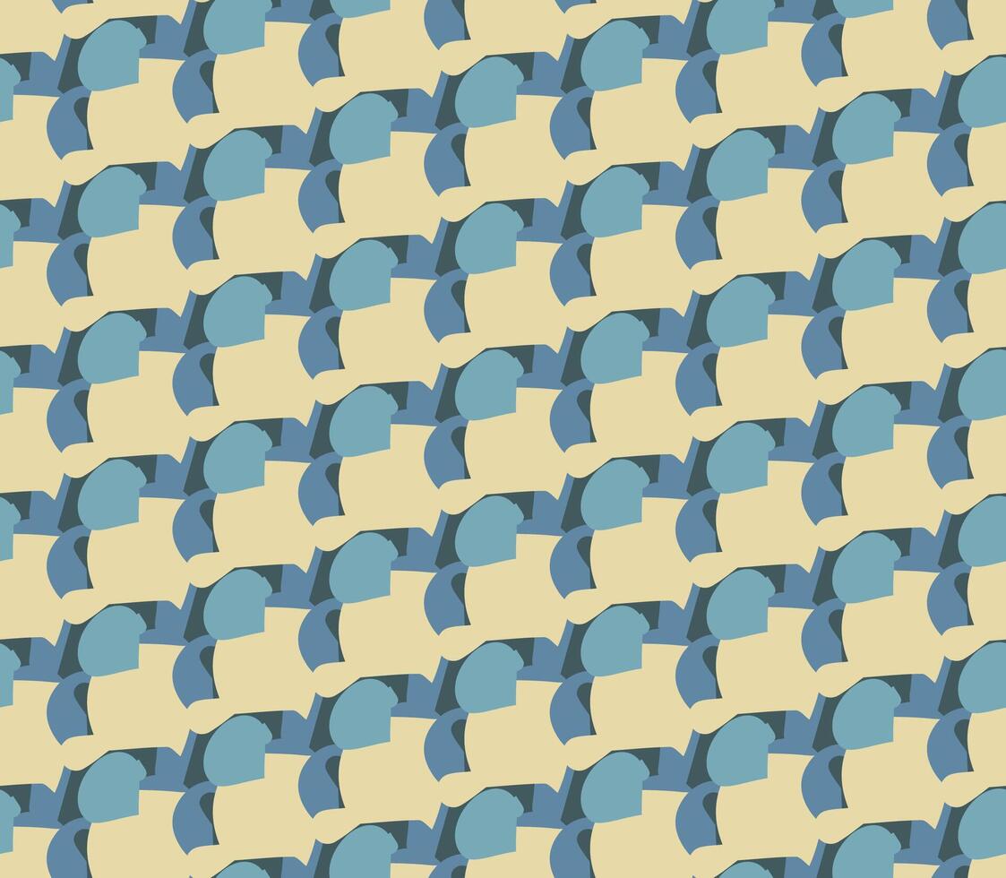 Seamless pattern. Abstract shapes. Interlocking forms. Ribbon-like motif. Curved edges. The flat design style lends a contemporary feel. The soft color palette creates a calming visual effect. vector