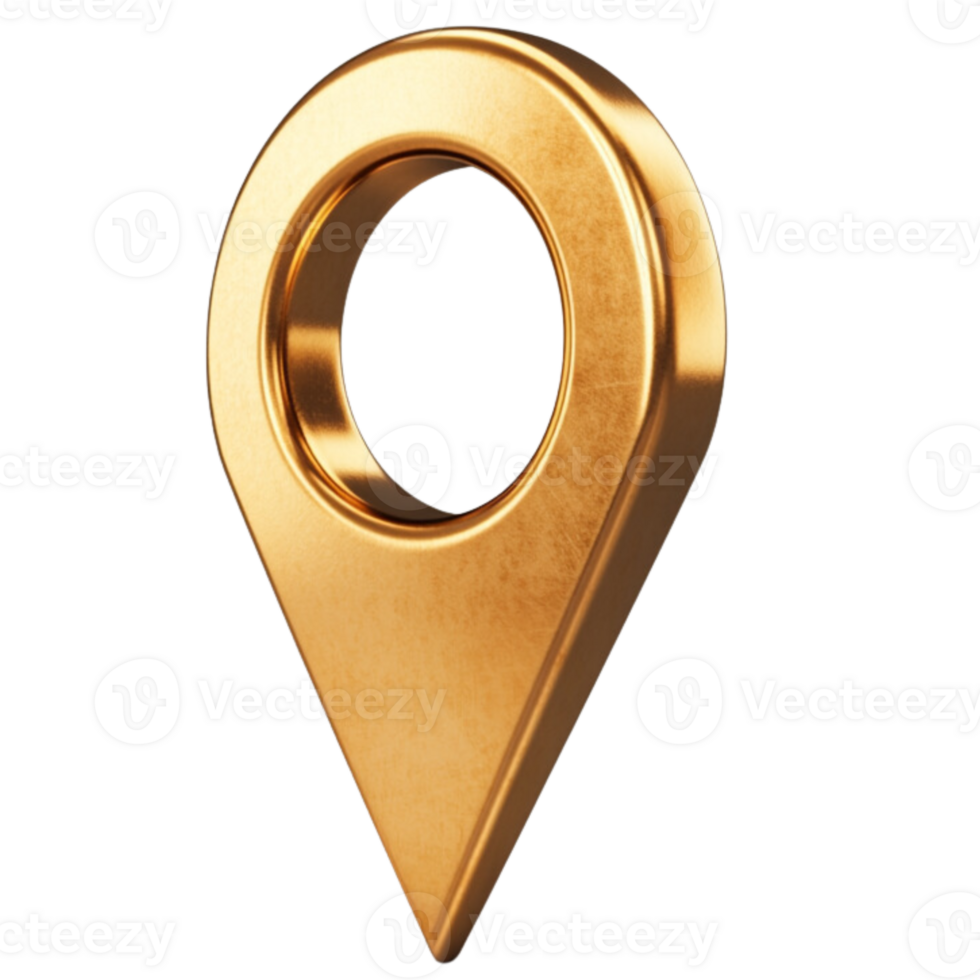 3d golden map pointer png
