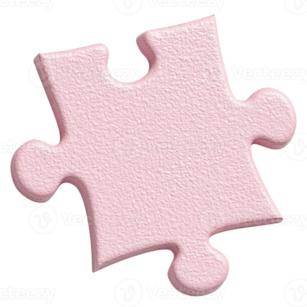 Pink Puzzle piece isolated on transparent background. png
