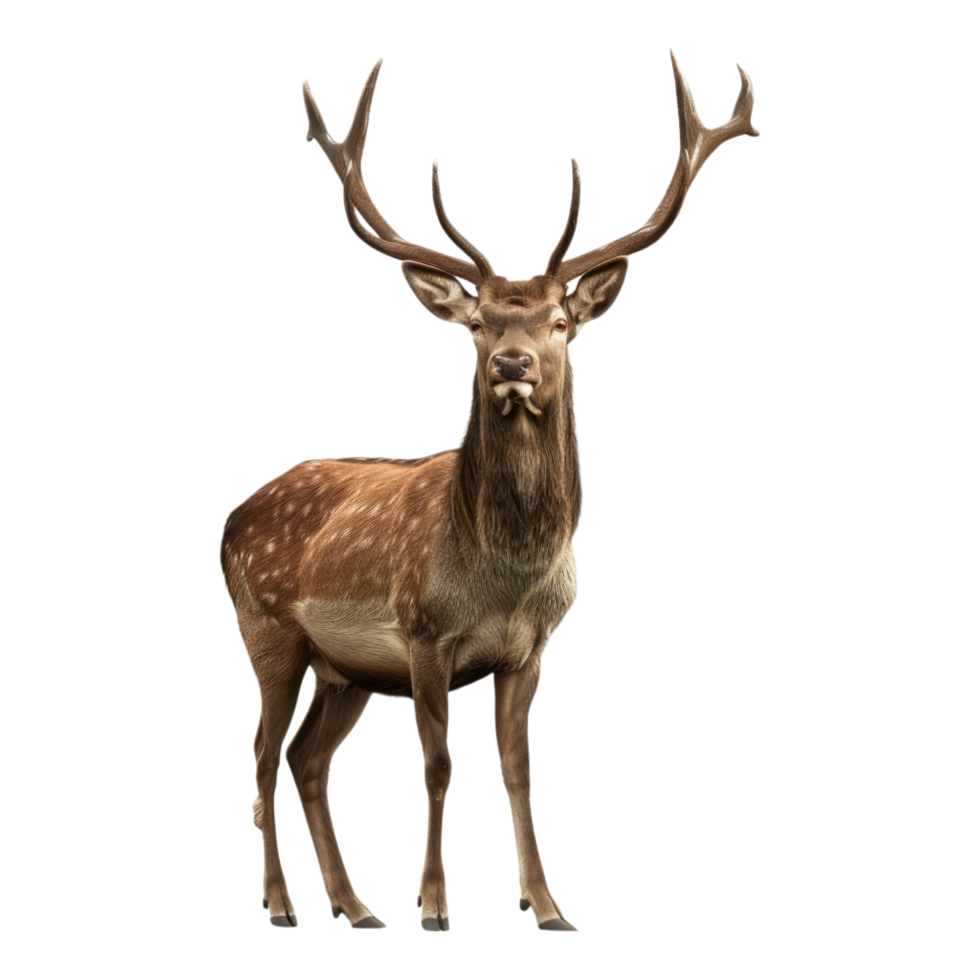 A deer with large horns standing in front of a transparent background png