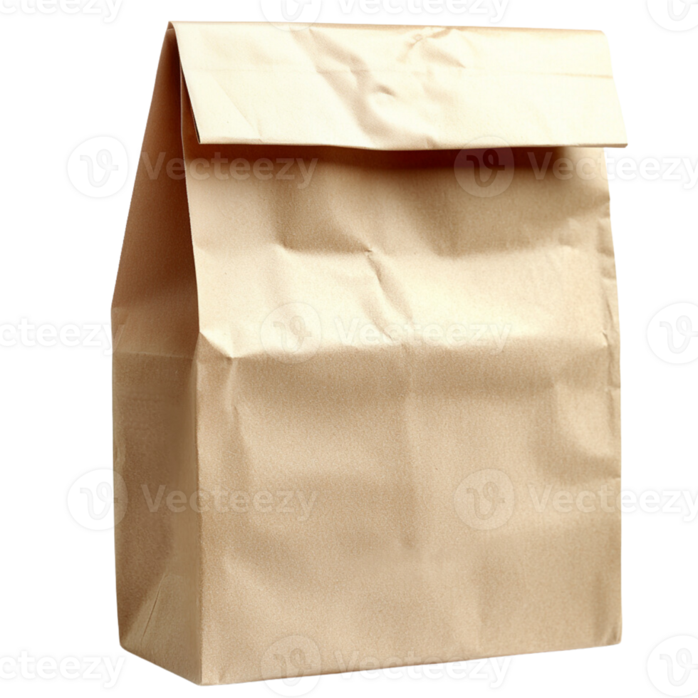 Brown paper bag isolate on transparent background. png