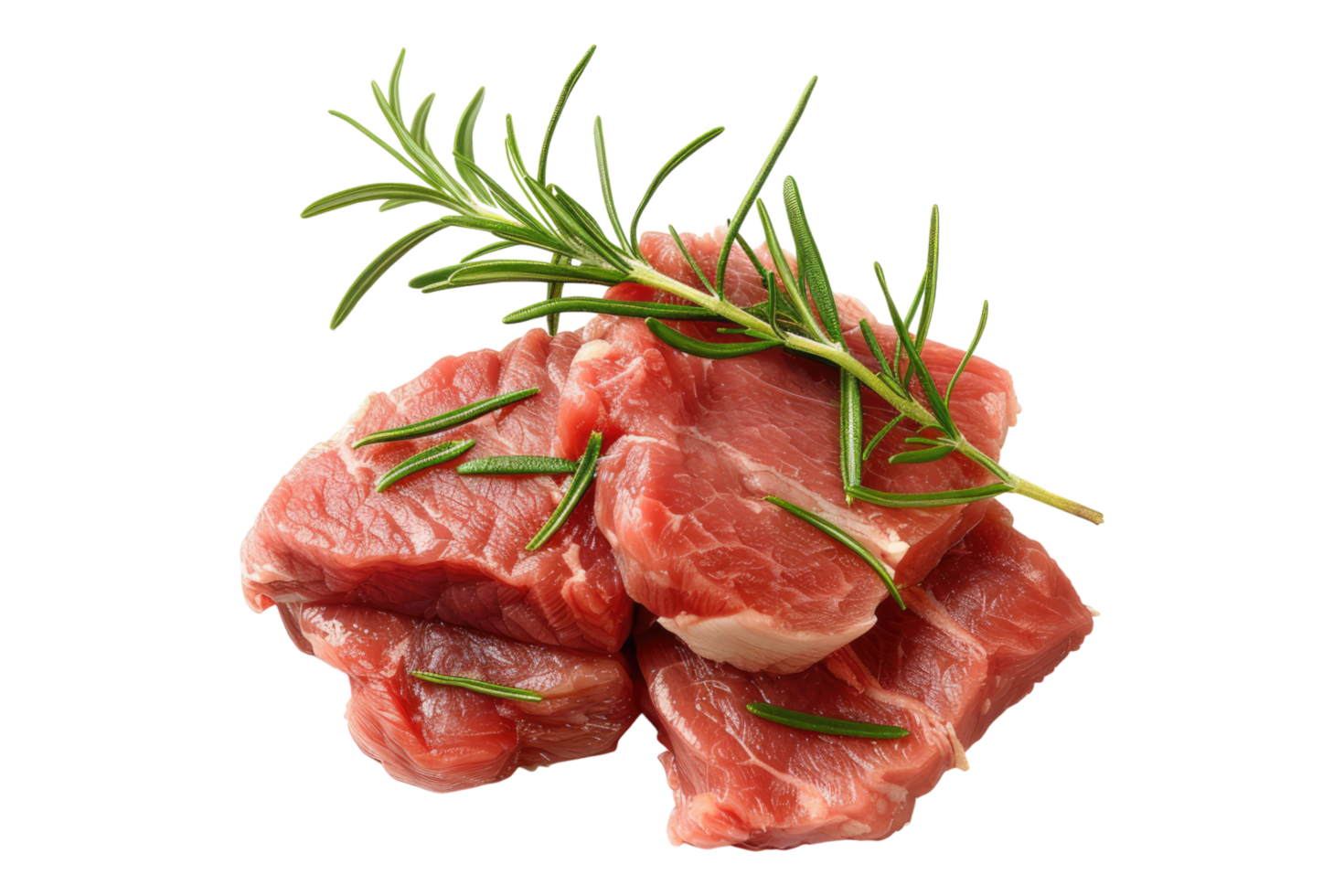 Raw meat with rosemary sprig on transparent background png
