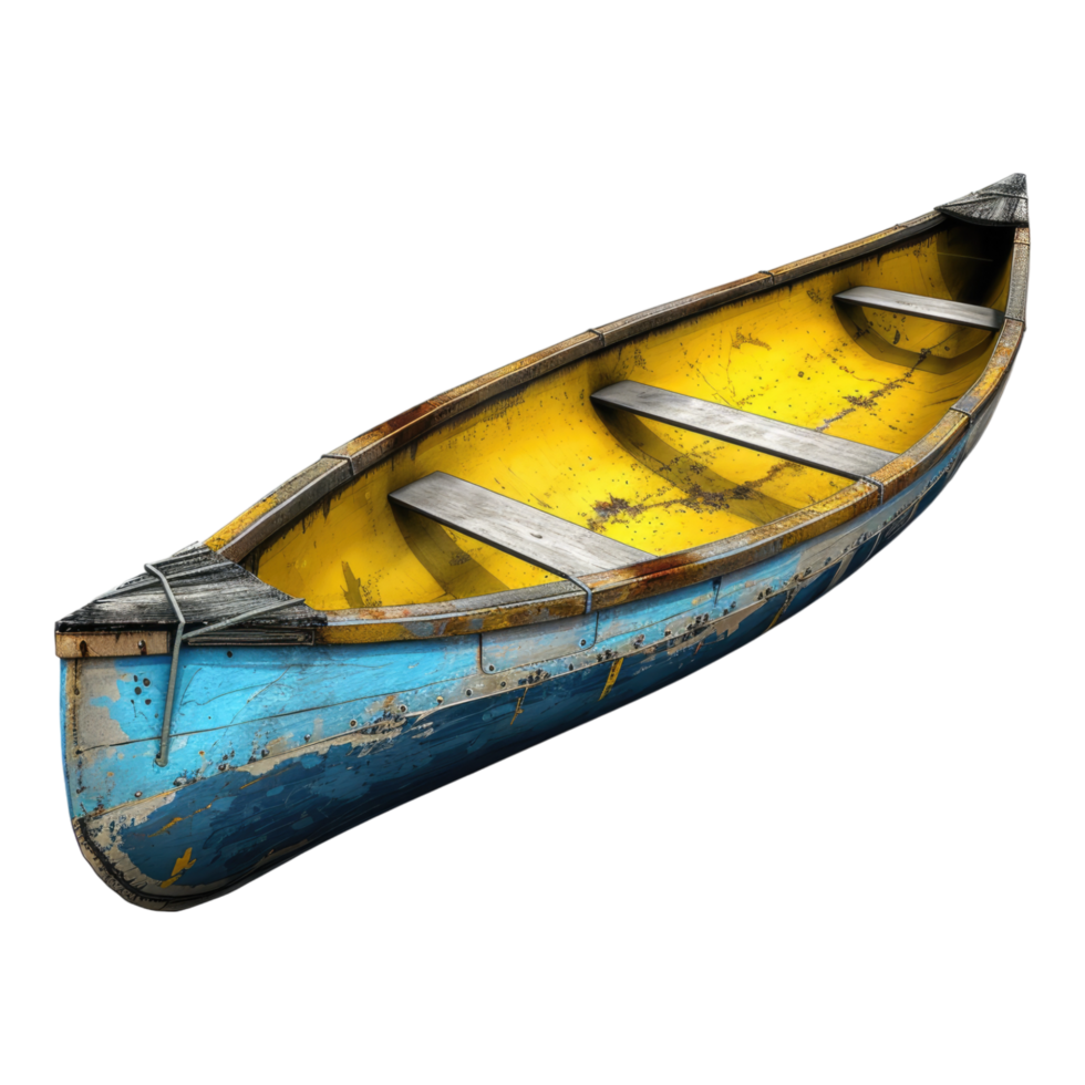 A blue and yellow boat with a transparent background png