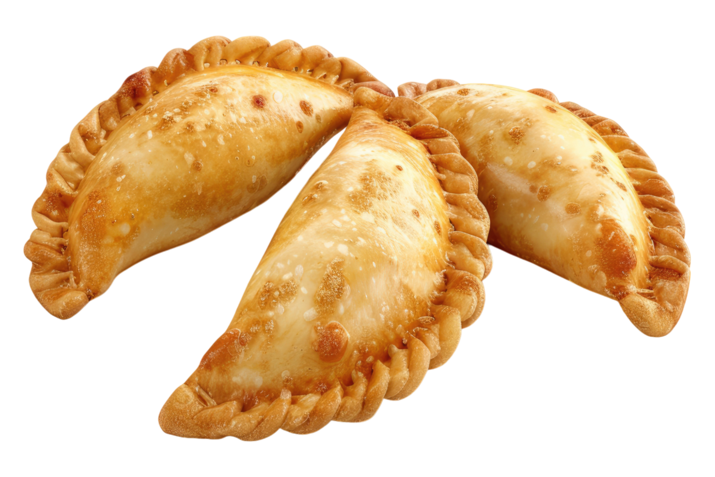 Three empanadas on a transparent background png