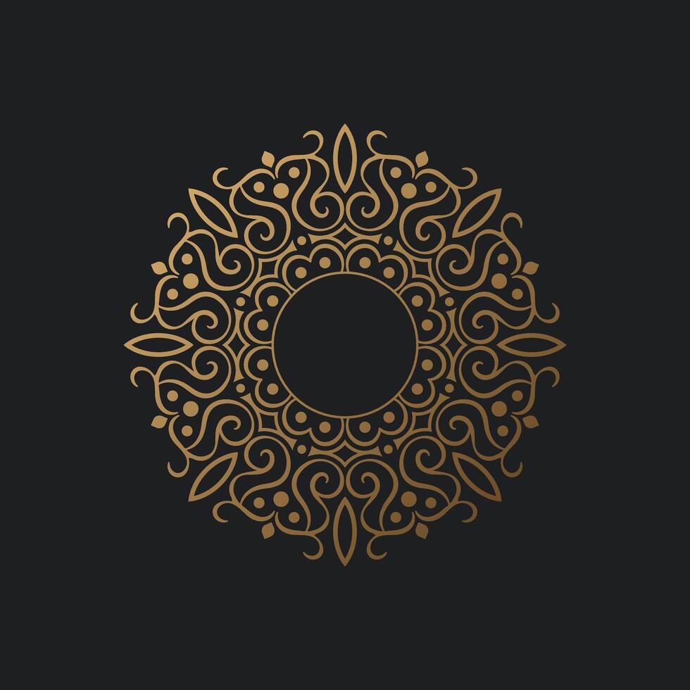 Luxury Gold round floral frame template vector