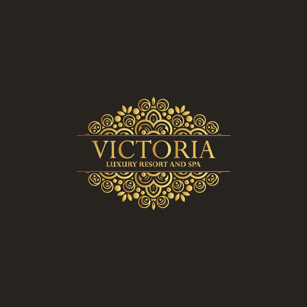 Luxury hotel label template. Trendy vintage royal ornament frame vector