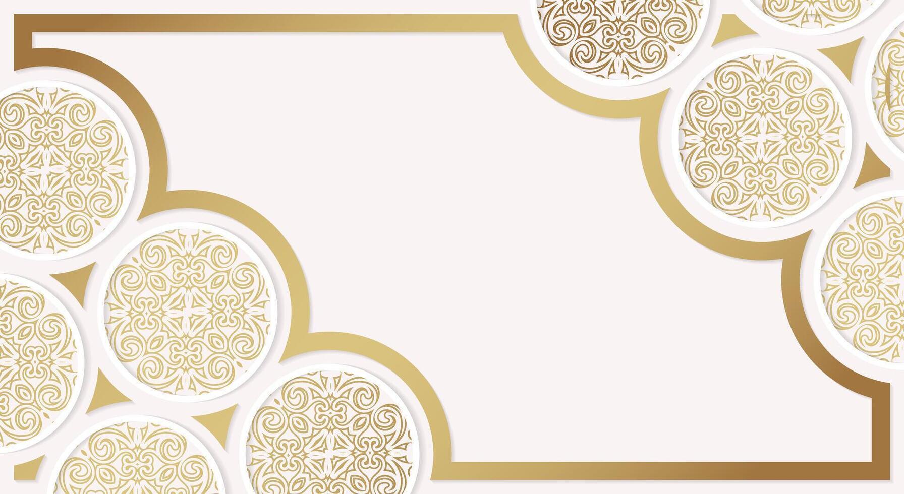 Luxury White circle border pattern background design template vector