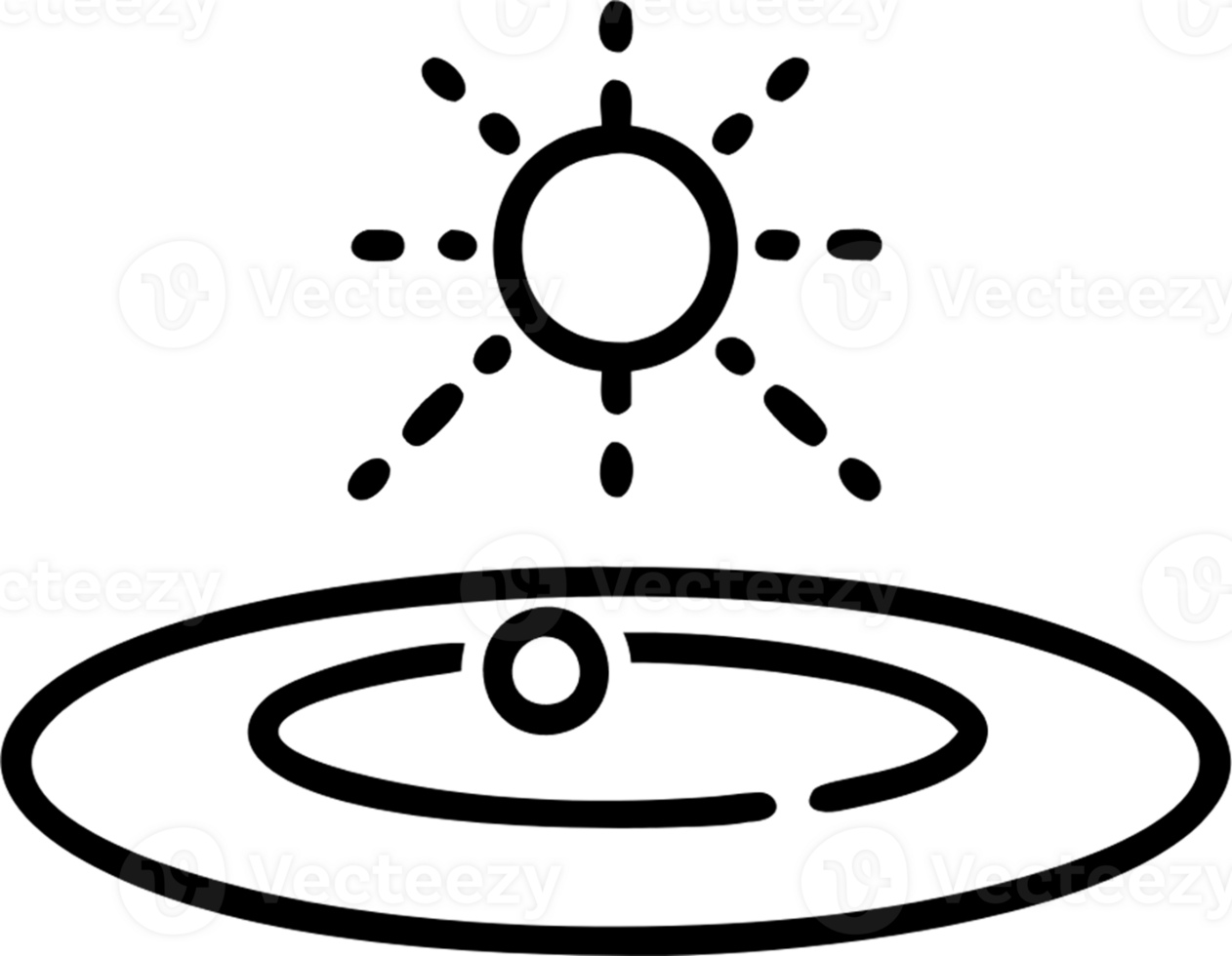 Solar system hologram in outline icon style, weather and astronomy theme. png