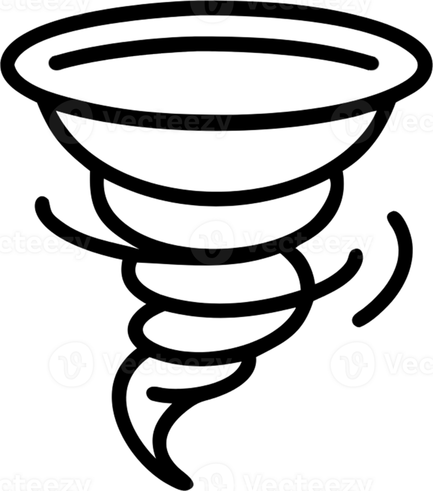 Tornado in outline icon style, weather and astronomy theme. png