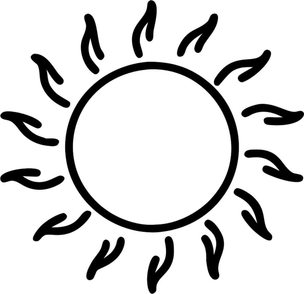 Sun in outline icon style, weather and astronomy theme. png