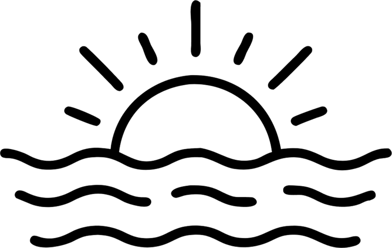 Sunrise in outline icon style, weather and astronomy theme. png