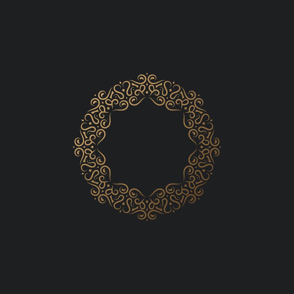 Luxury classic round floral frame design template vector