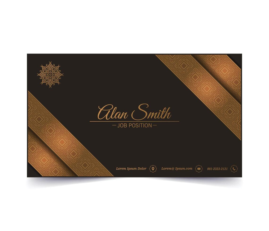 elegant dark business card template with Ornament design. vector