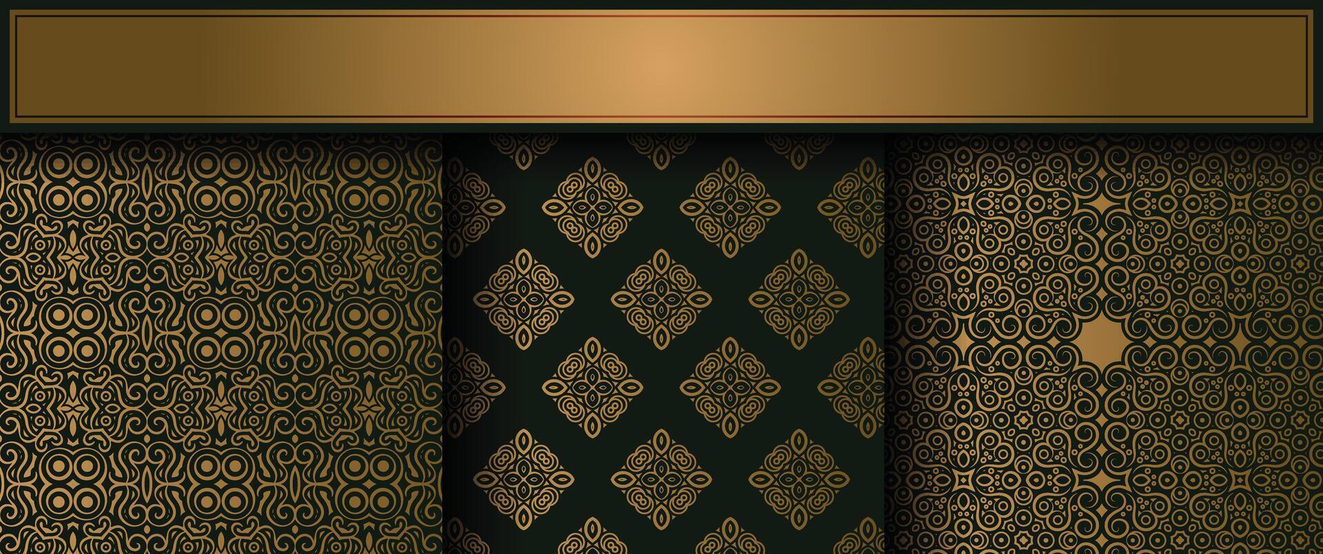 Collection gold and black seamless pattern background design template. vector