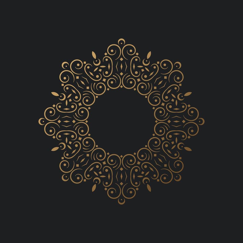 Luxury Gold round floral frame design. vector