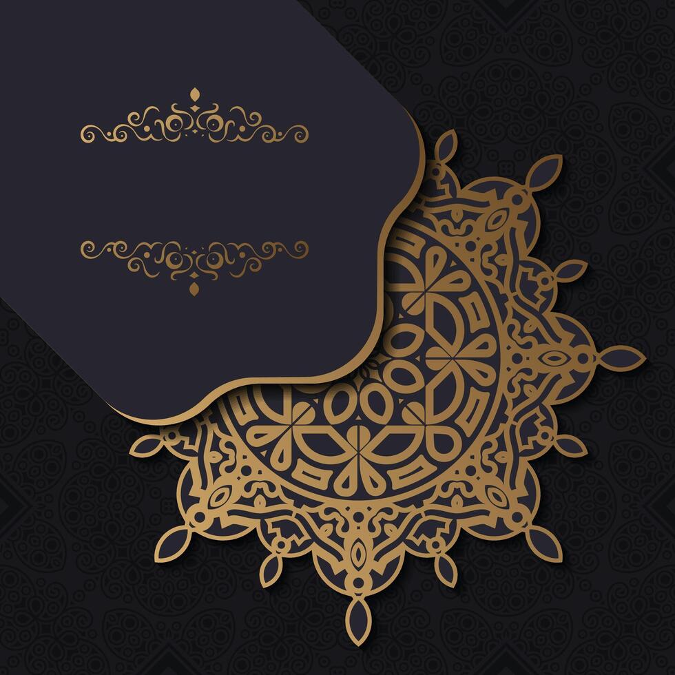 Luxury dark business card template with Ornament design. vector