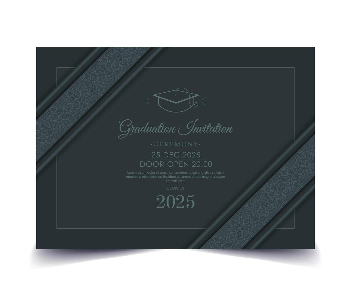 graduation invitation with ornament template. vector