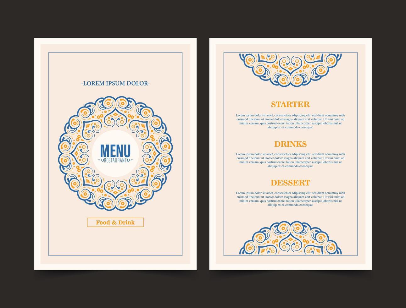 Menu Layout with ornamental Element vector
