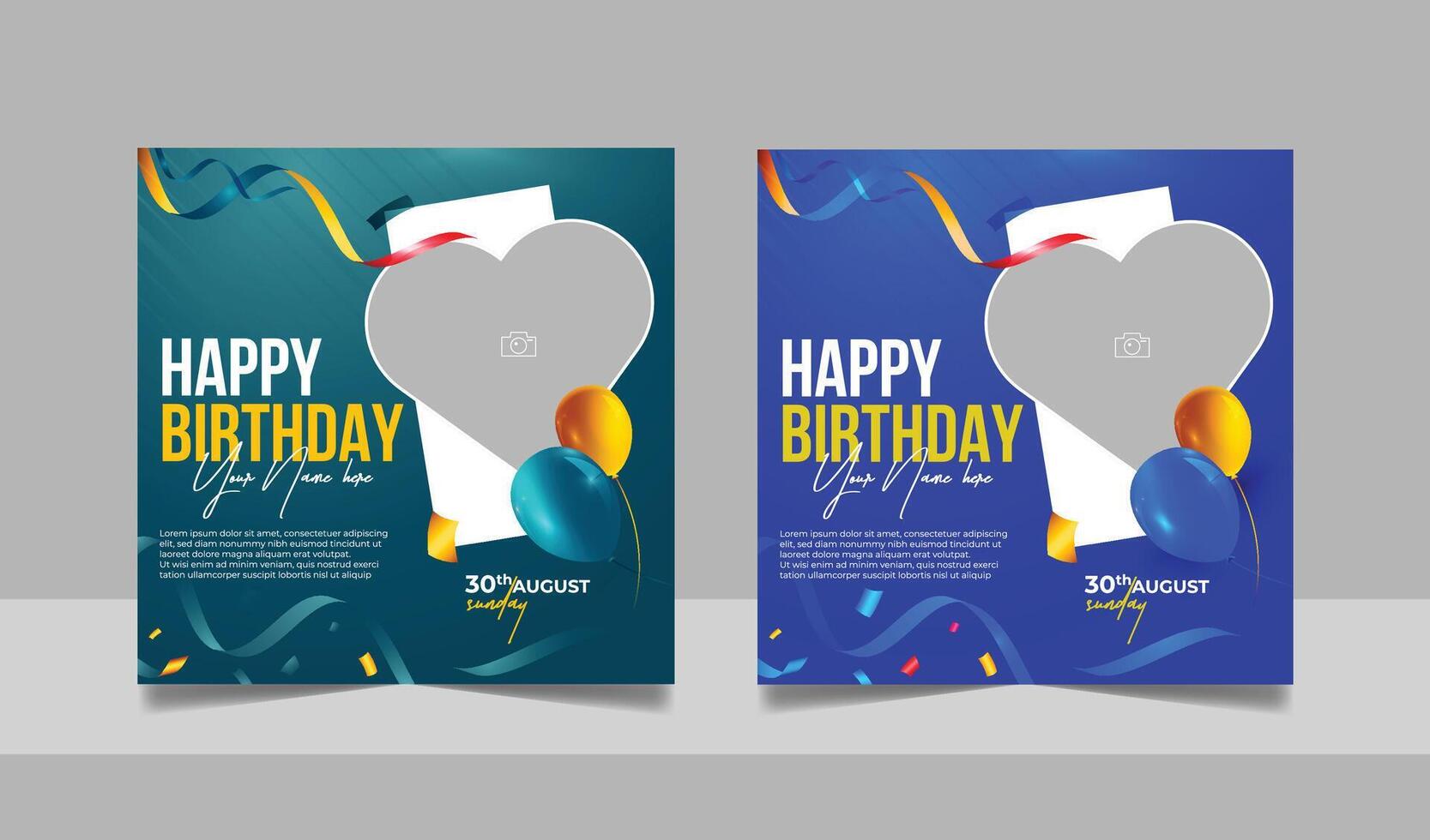 Birthday wishes social media post template happy marriage anniversary celebration square flyer web banner story vector
