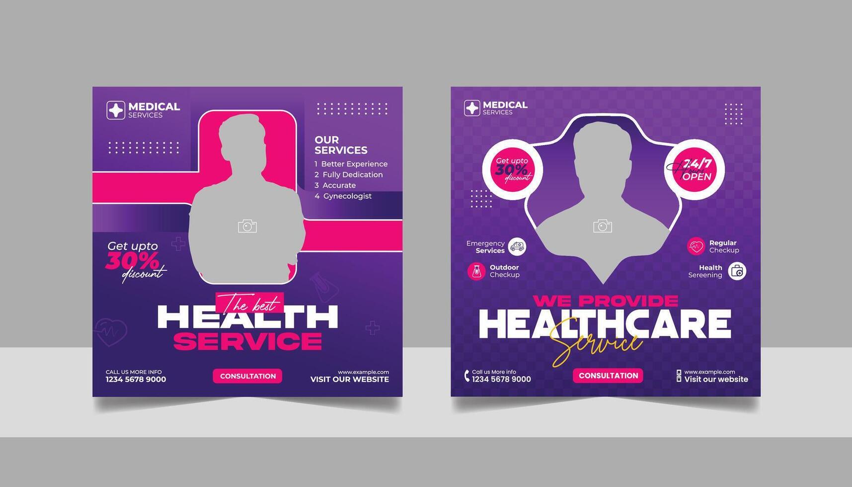 Medical healthcare service social media post template vector