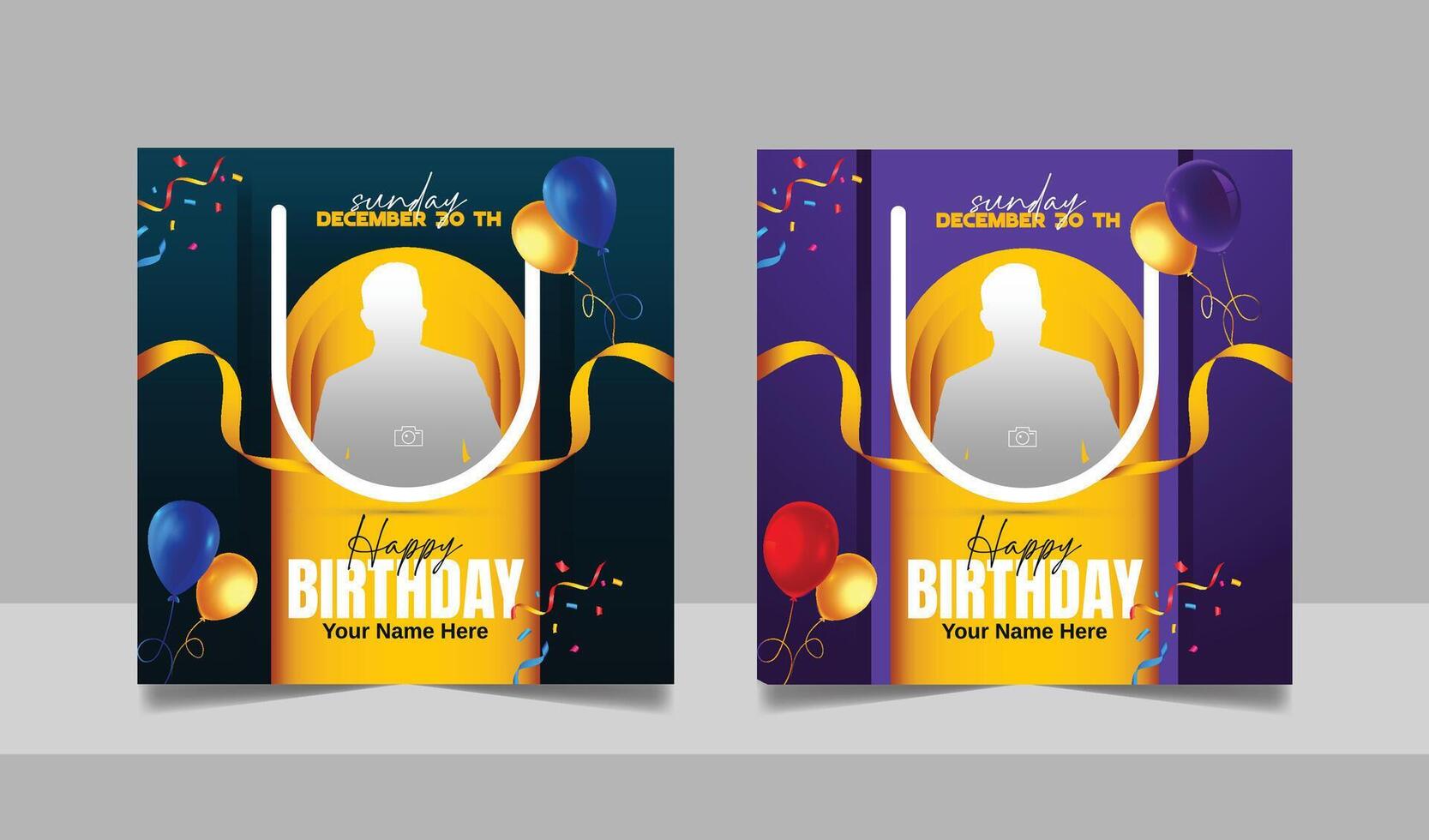 Birthday wishes social media post template vector