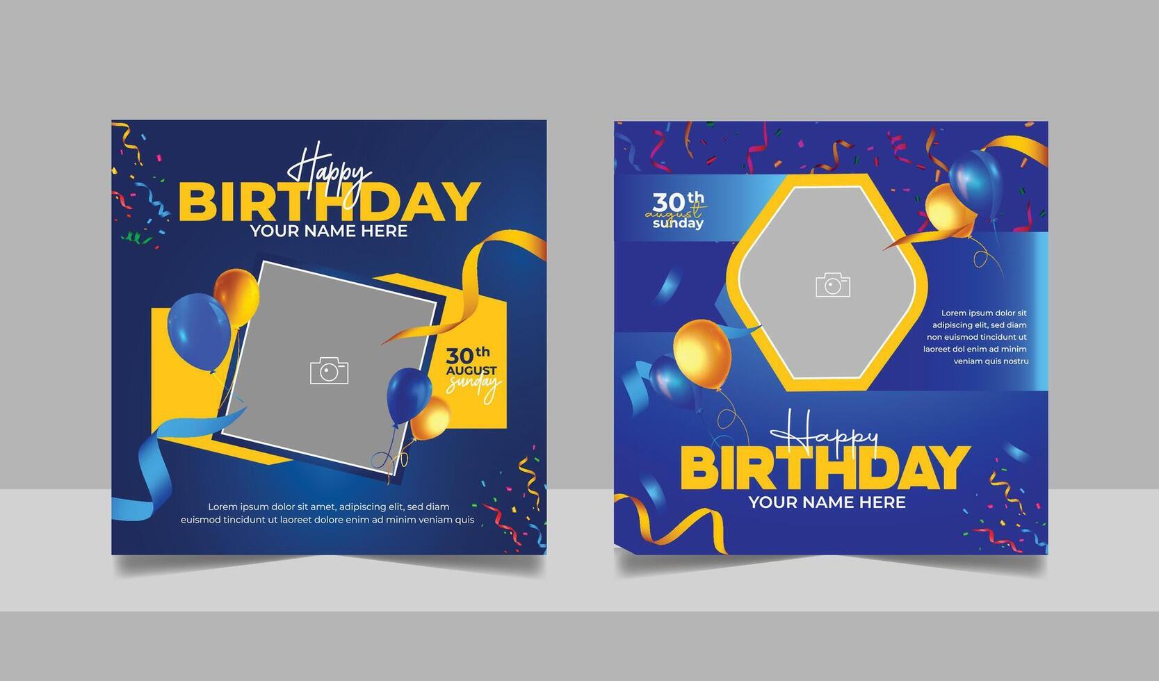Birthday template for social media post banner party invitation or greeting card vector