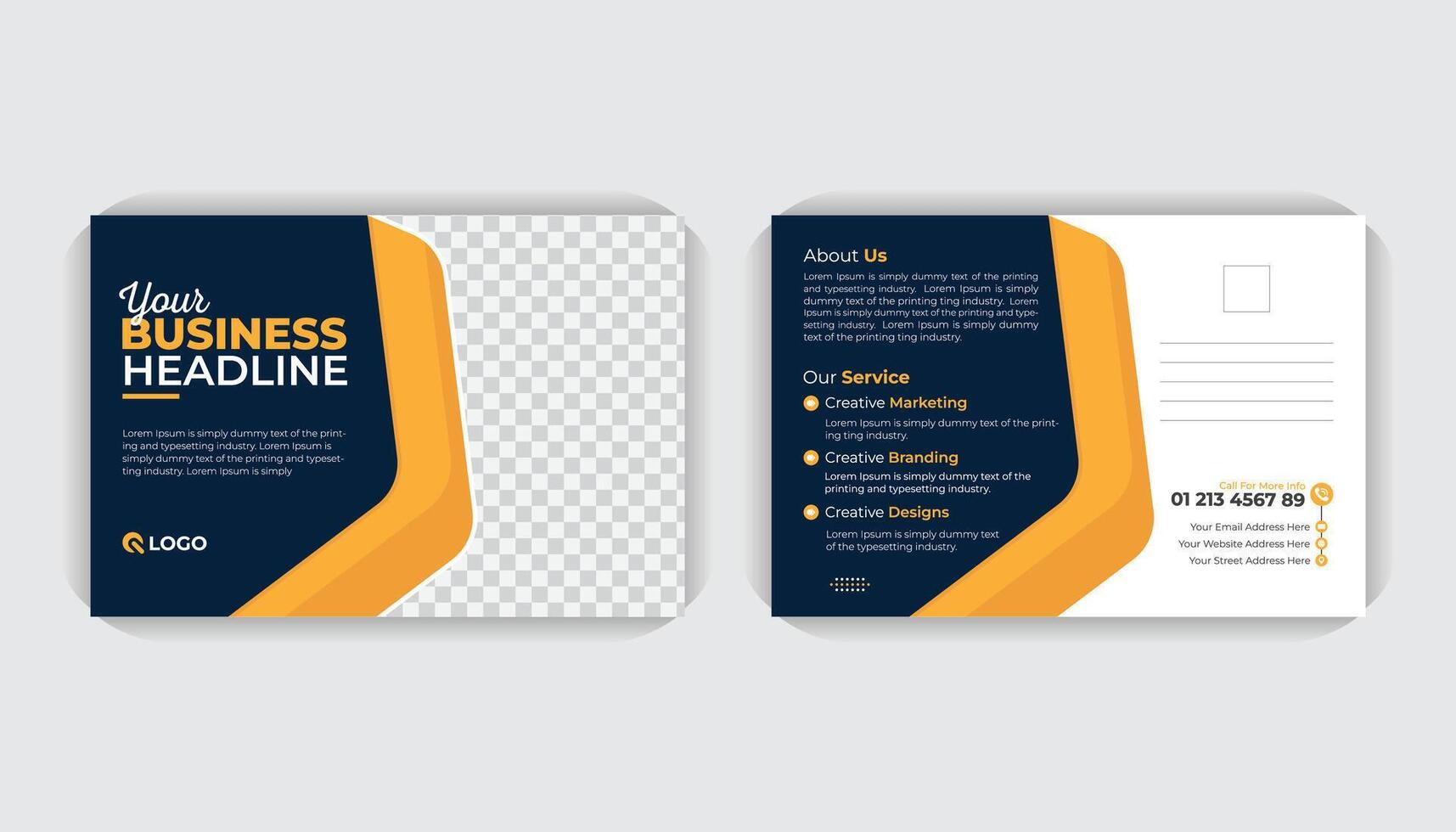 Double sided Landscape poster, creative business solution marketing agency business postcard template vector