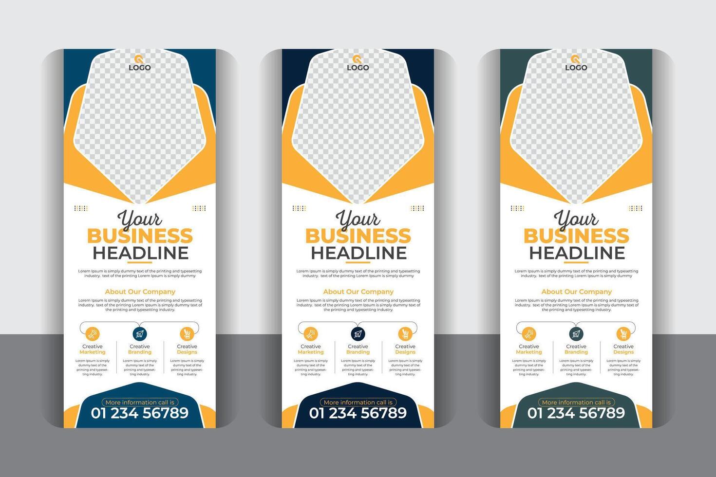 Unique and modern style Professional business pull up display banner, Roll up design modern x-banner and flag-banner design vector