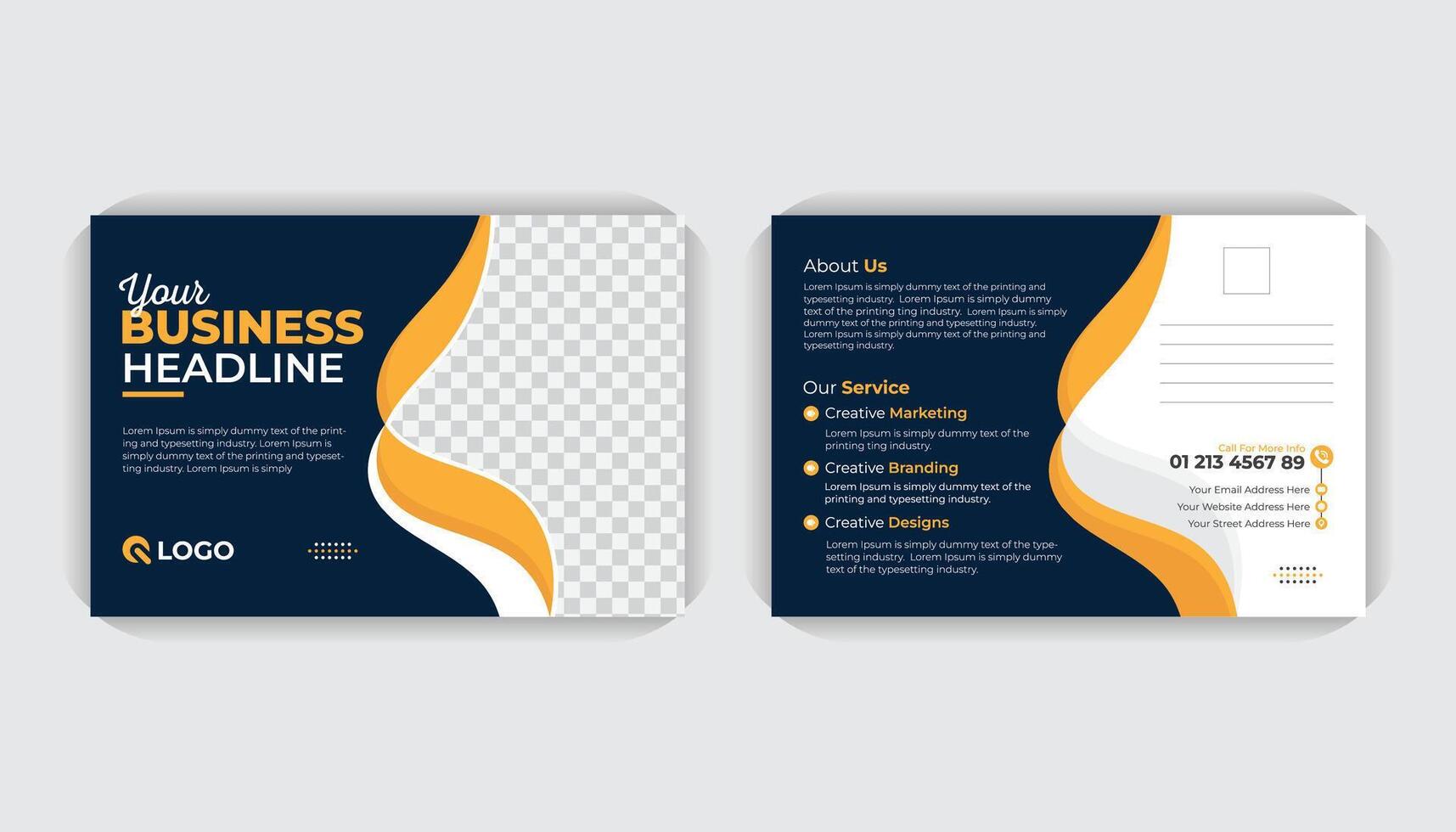 Simple idea Abstract stylish Double sided Landscape poster, creative business solution marketing agency business postcard or modern flyer template vector