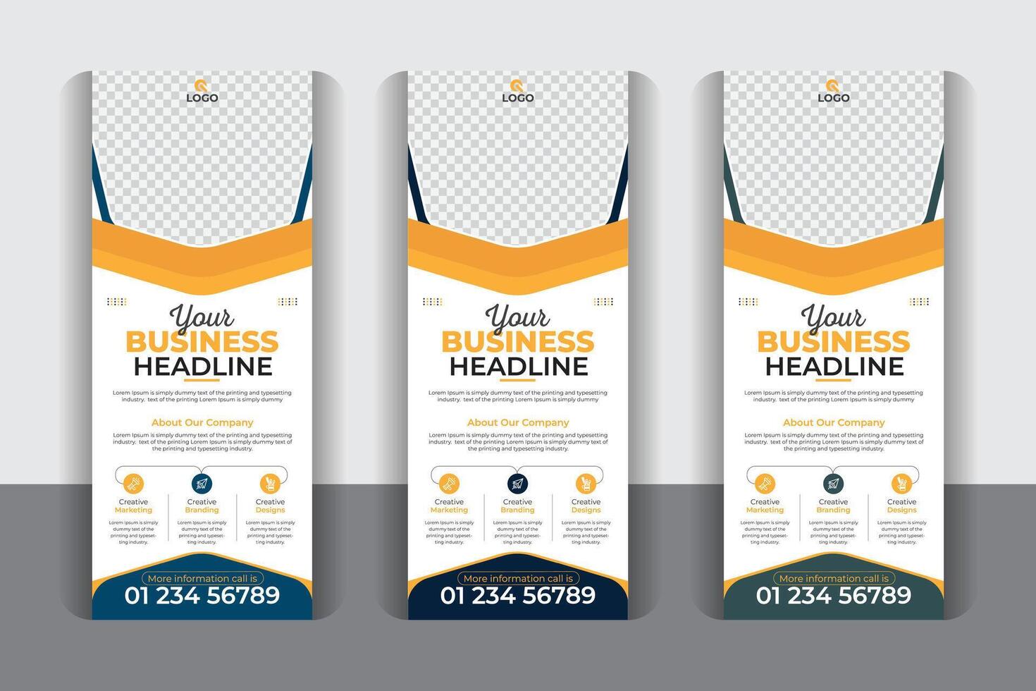 Large size vertical corporate business pull up display banner, Roll up design modern x-banner and flag-banner design vertical template vector